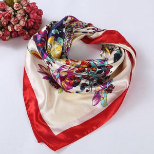 High Quality Floral Printed Women Lady Square Scarf Head Wrap Kerchief Neck Satin Shawl  Scarf Women Winter#LSN