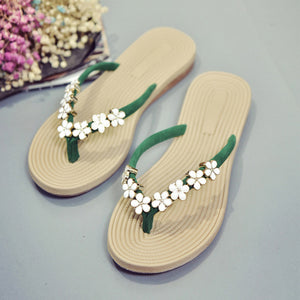 Tiny Flowers Flip Flops Women Beach Slippers 2017 Summer Shoes Fashion Women's Slippers Ladies Flip Flops Brand Non-slip ZH2256