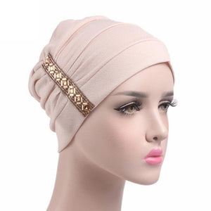 2017 New Arrival Sequins Women Hat Beanie Scarf Turban Head Wrap Cap