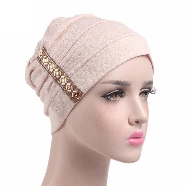 2017 New Arrival Sequins Women Hat Beanie Scarf Turban Head Wrap Cap