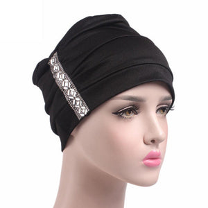 2017 New Arrival Sequins Women Hat Beanie Scarf Turban Head Wrap Cap