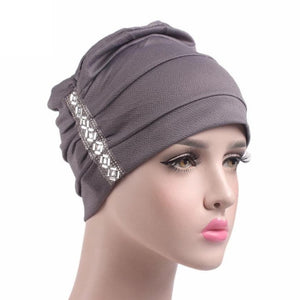 2017 New Arrival Sequins Women Hat Beanie Scarf Turban Head Wrap Cap