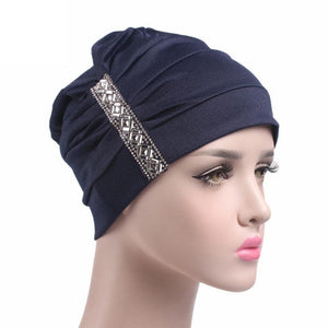 2017 New Arrival Sequins Women Hat Beanie Scarf Turban Head Wrap Cap