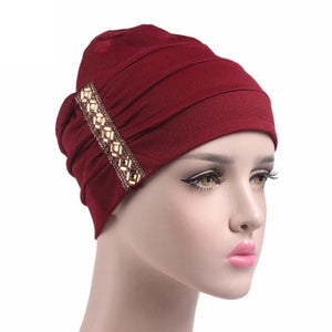 2017 New Arrival Sequins Women Hat Beanie Scarf Turban Head Wrap Cap