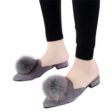 Load image into Gallery viewer, HEE GRAND Woman Mules Spring and Autumn Pumps Flock Vamp Shoes with Wool Balls  Women&#39;s Shoes XWD6097