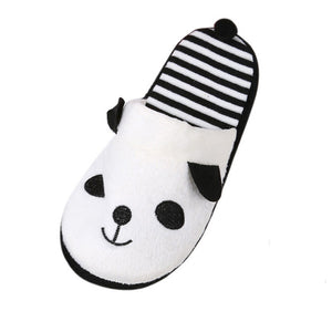 Lovely Cartoon Panda Home Floor Soft Stripe Slippers Female Shoes 36-40