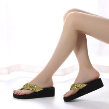 Load image into Gallery viewer, Women&#39;s Summer Sequins Anti-Slip Sandals Slipper Indoor &amp; Outdoor Flip-flops