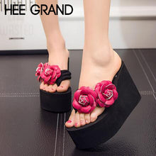 Load image into Gallery viewer, HEE GRAND 2018 New Arrive Women&#39;s Slides Flower Decoration Fashion Slippers Women Slip-on Causal Shoes for Vacation XWT1103