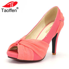 Load image into Gallery viewer, TAOFFEN Size 31-43 Women&#39;s High Heel Shoes Peep Toe Sandals Dress Footwear Ladies Wedding Female Gladiator Shoes Pumps P12895