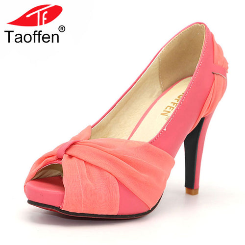 TAOFFEN Size 31-43 Women's High Heel Shoes Peep Toe Sandals Dress Footwear Ladies Wedding Female Gladiator Shoes Pumps P12895