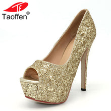 Load image into Gallery viewer, TAOFFEN women peep open toe high heel shoes platform party sexy lady footwear fashion heeled pumps heels shoes size 32-43 P18133