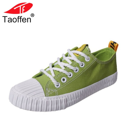 TAOFFEN 4 Colors Women Vulcanized Shoes Round Toe Mixed Color Lace Up Women Shoes Classic Concise Vacation Footwear Size 35-39