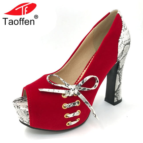 TAOFFEN Women High Heel Shoes Woman Pointed Toe Six Color Lady Sexy Wedding Pumps Heeled Footwear Heels Shoes Size 33-43 P19243