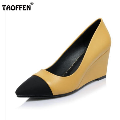 Women High Heels Plus Size 32-42 Sexy Office Pointed Toe Wedges Shoes Slip-on Women Pumps Fashion Mixed Color Ladies Shoes