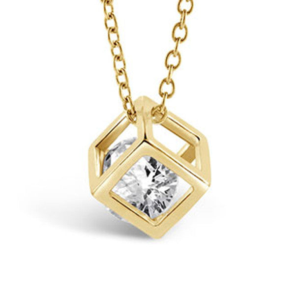 Open  Gold Cube Necklace