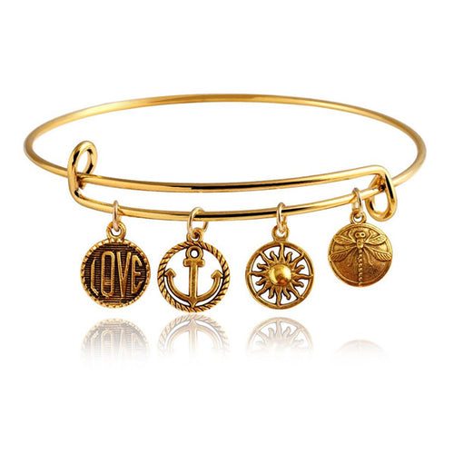 Gold Wanderlust Charm Bangle