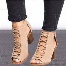 Load image into Gallery viewer, HEE GRAND Women Thick Heel Pumps 2018 New Sexy Style Women Peep Toe Pumps Flock Leather Autumn Shoes with Zipper Pumps WXG564