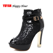 Load image into Gallery viewer, Sexy High Heels Women Peep toe High Heel Sandals High Quality Lace Platform Super High Heeled Women&#39;s Sandals 2018 Summer ZH2811