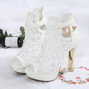 Sexy High Heels Women Peep toe High Heel Sandals High Quality Lace Platform Super High Heeled Women's Sandals 2018 Summer ZH2811