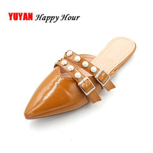 Load image into Gallery viewer, 2018 Summer Shoes Women Brand Slippers Pointed toe Sexy Ladies Footwear Flat Pearl Luxury Women&#39;s Slippers A009