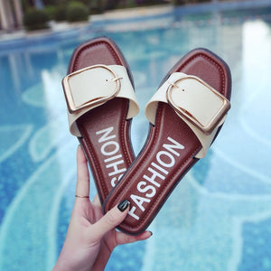 2018 Summer Shoes Women Beach Slippers Soft Leather Fashion Women's Slippers Ladies Brand Summer Shoes Soft Comfortable ZH2323