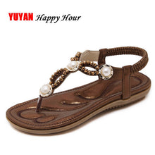 Load image into Gallery viewer, New 2018 Sandals Women Summer Shoes Flat Heel Beach Sandals Flip Flop Women&#39;s Sandals Ladies Pearl Rhinestone Brand Shoes ZH2569