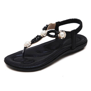 New 2018 Sandals Women Summer Shoes Flat Heel Beach Sandals Flip Flop Women's Sandals Ladies Pearl Rhinestone Brand Shoes ZH2569