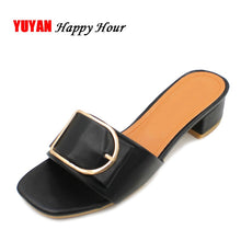 Load image into Gallery viewer, Fashion Square Heel Sandals Women Summer Shoes Soft Leather Women&#39;s Sandals Black High Heels ZH2923