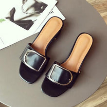 Load image into Gallery viewer, Fashion Square Heel Sandals Women Summer Shoes Soft Leather Women&#39;s Sandals Black High Heels ZH2923