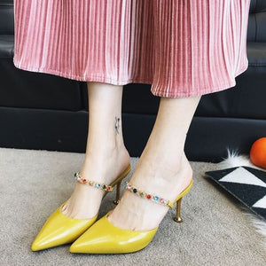 Women Shoes High Heel 2018 Pointed toe Sandals Pointed toe Summer Shoes Women's Sandals Sexy Ladies Thin Heel 10cm LX008