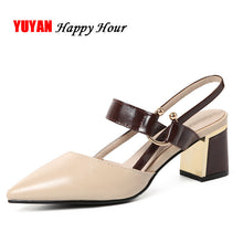 Load image into Gallery viewer, 2018 Summer Women Shoes High Heel Sandals Pointed toe Soft Leather Women&#39;s Sandals Ladies Brand High Heels 7cm LX018