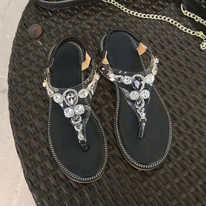 Fashion Rhinestone Sandals for Women Beach Shoes Flat Summer Shoes Ladies Brand Plus Size Women's Sandals ZH2895