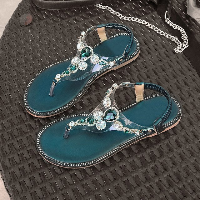 Fashion Rhinestone Sandals for Women Beach Shoes Flat Summer Shoes Ladies Brand Plus Size Women's Sandals ZH2895