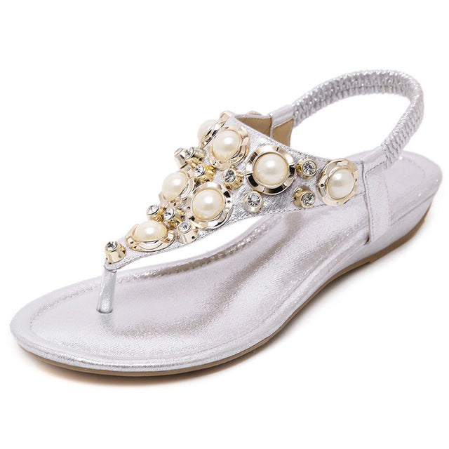 New 2018 Fashion Sandals for Women Flip Flops Pearl Soft Women's Sandals Ladies Brand Beach Summer Shoes ZH2817