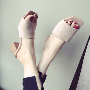 2018 Fashion High Heels Sandals Women Summer Shoes Sexy Ladies Brand Women's Square Heel Sandals J008