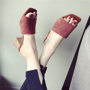 2018 Fashion High Heels Sandals Women Summer Shoes Sexy Ladies Brand Women's Square Heel Sandals J008