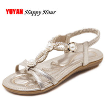 Load image into Gallery viewer, Bohemian Sandals Women Flat Summer Shoes Pearl Women&#39;s Sandals Ladies Brand Plus Size 42 ZH2875