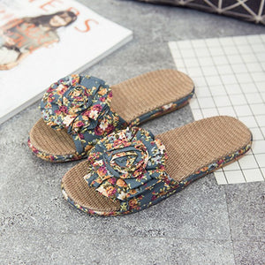 Fashion Flat Slippers Indoor Shoes Soft Comfortable Women's Slippers Ladies Brand Flowers Shoes  ZH2956