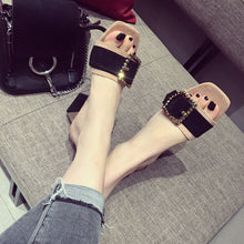 Load image into Gallery viewer, 2018 Summer Shoes Women Brand Square Heel Slippers Sexy Ladies Peep toe High Heels 7cm LX013