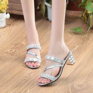 2018 Summer Women Shoes Squre Heel Sandals Peep toe Ladies Shoes Brand High Heel Sandals Gold Heels 7cm Big Size ZH2971